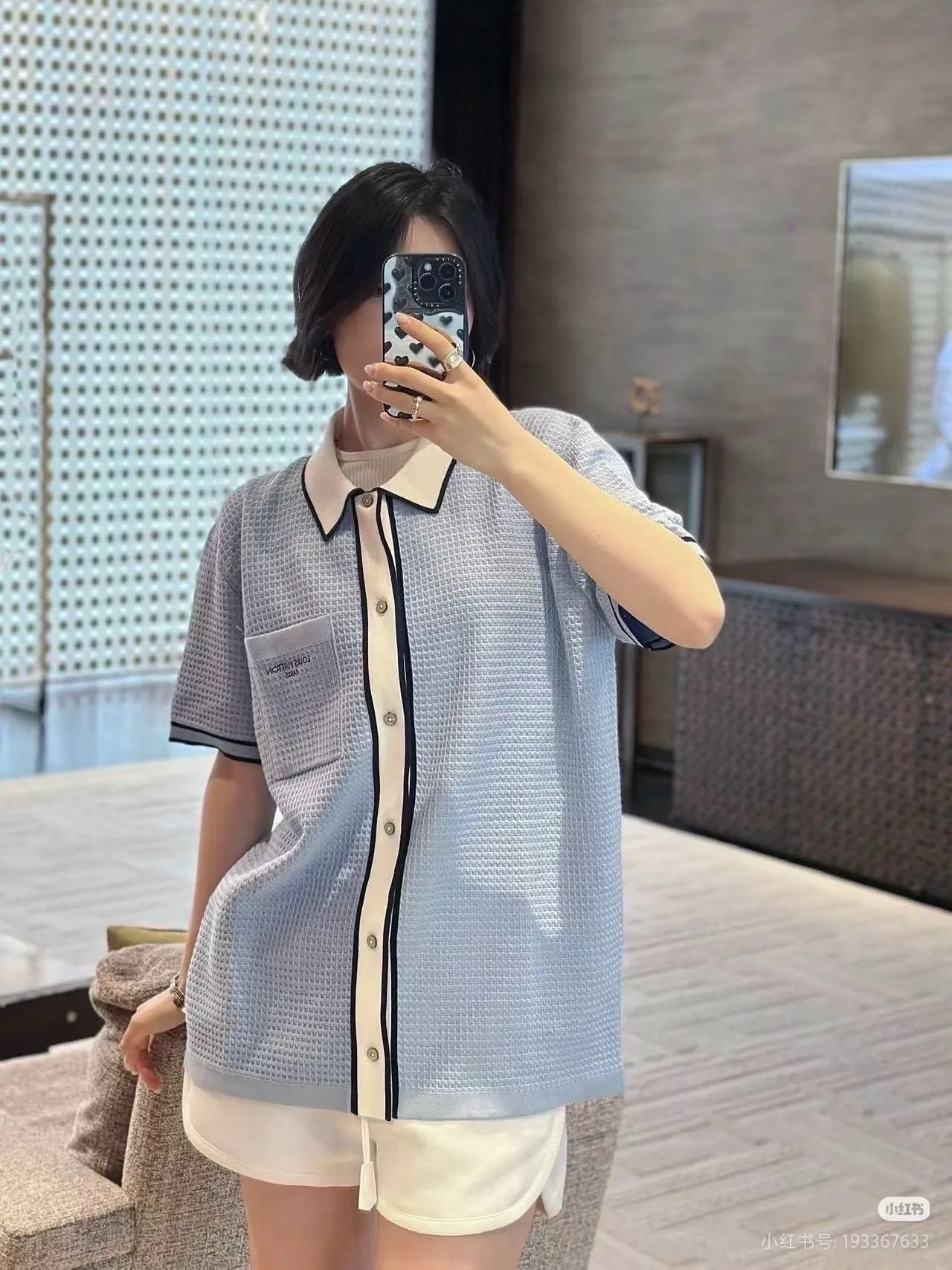 Louis Vuitton/Louis Vuitton pocket logo embroidered knitted short-sleeved shirt